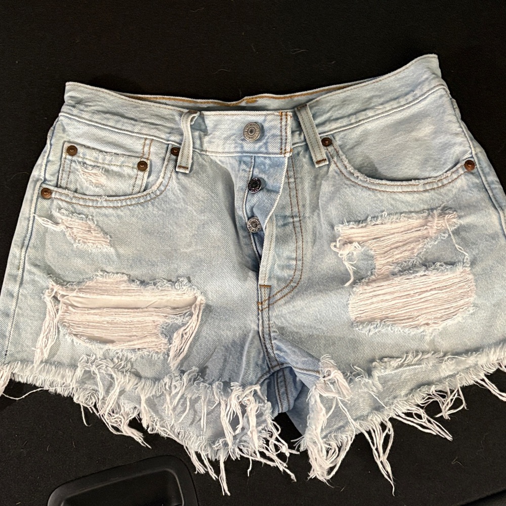 Levi's Light Wash Distressed Jean Shorts